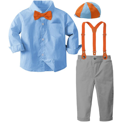 Boys Suits Baby Halloween Outfits Toddler Boy Birthday Set Kids Suspender Dress Gentleman Photography Infant Party Gift Clothes