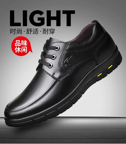 Men PU leather Casual Shoes Soft Sole Lace-up Luxury Brand Middle-aged Old Man Dad Lightweight Loafers Shoes  Zapatillas