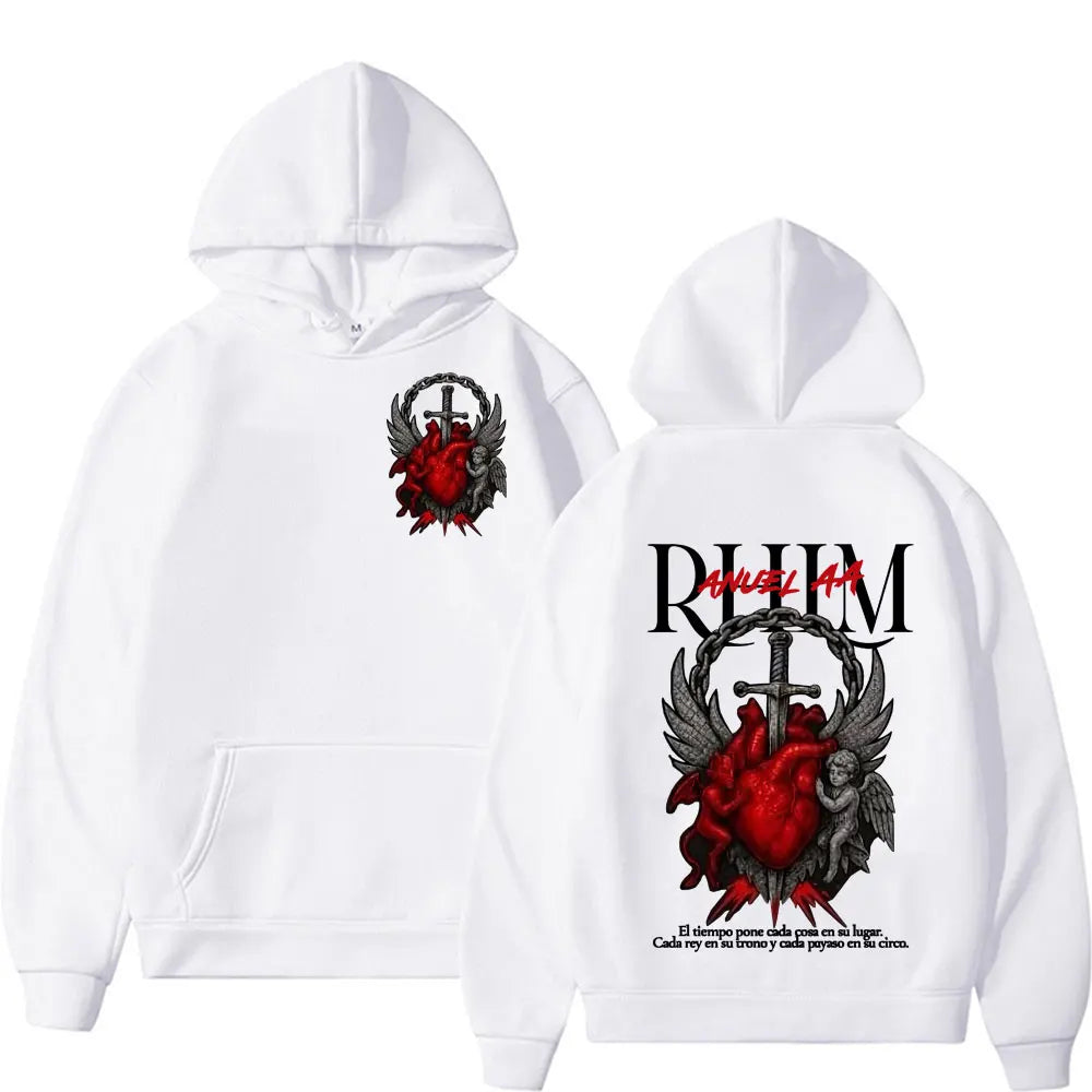 Rapper Anuel AA Rhlm 2 Album Tour Graphic Hoodies Men's Clothing Oversized Hip Hop Gothic Long Sleeve Hoodie Comfort Sweatshirts