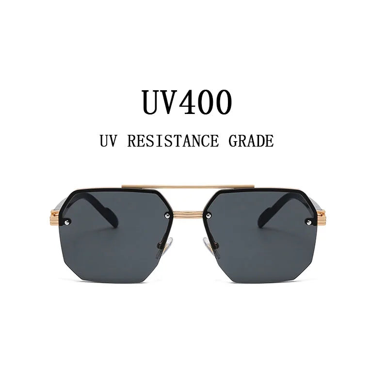 Semi-Rimless Sunglasses For Men Vacation Square Sunglasses Women Trendy Vintage Fashion Glasses Gafas De Sol Hombre Zonnebril