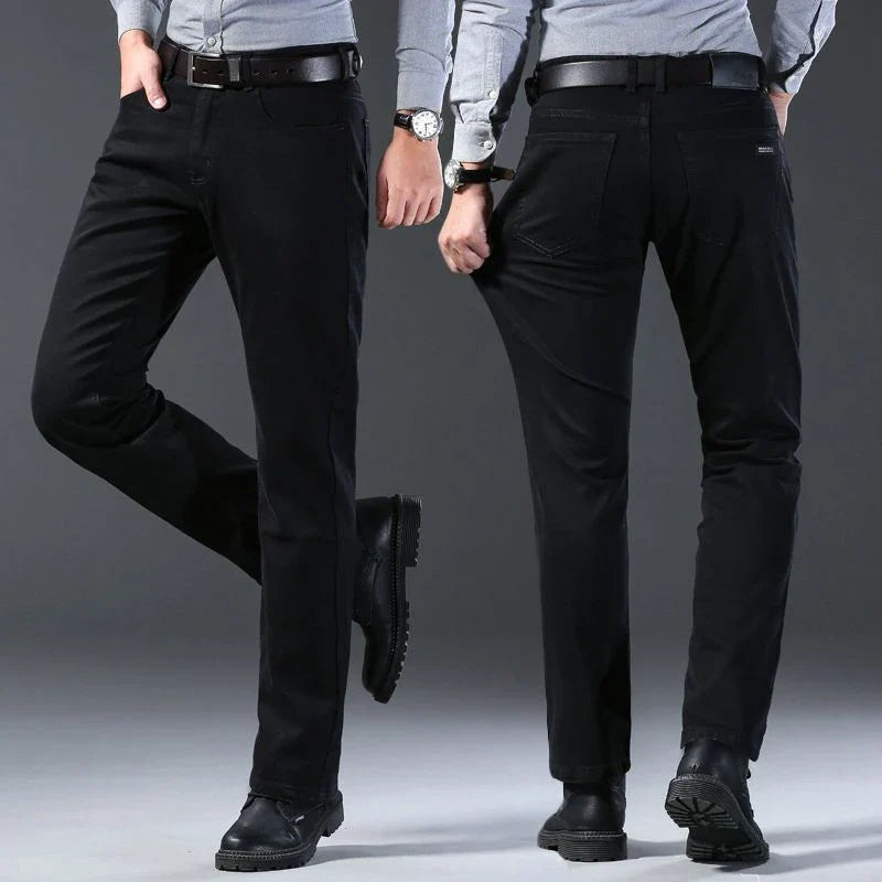 Men's classic high-end fashion versatile jeans, soft and slightly elastic black business denim pants, stylish upper body