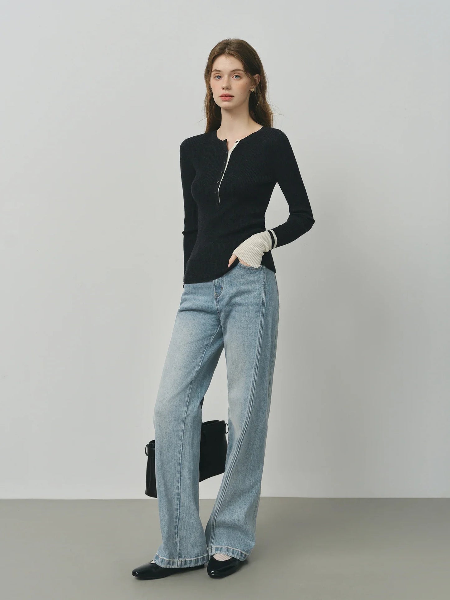 Retro Raw Denim High-waist Straight-leg Jeans Women's 2025 Early Autumn New 3D Cut Slimming Jeans 25FS13104