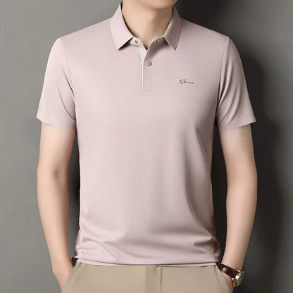 2025 High-end Brand Men's Short Sleeved Polo Shirt Summer Fashion D-letter Casual Business Ice Silk Cool T-shirt