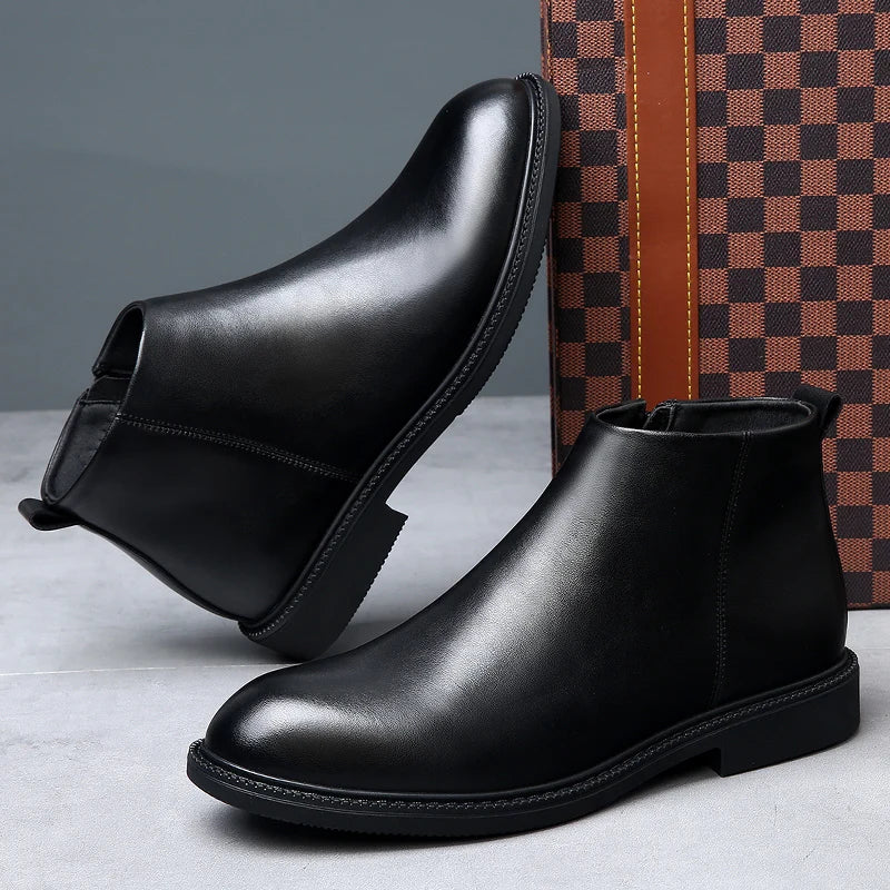 New Business Men's Short Boots Retro fashion minimalist style Outdoor leisure party office genuine leather adult quality shoes