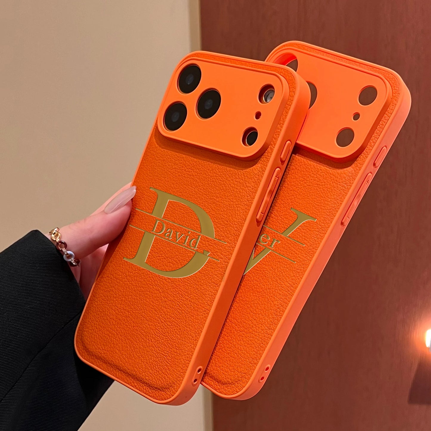 Custom Capital Letters Name Artificial Leather Multicolored Phone Case Gift For iPhone 17 16 15 14 13 12 11 Pro Max 17 Air Plus