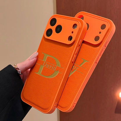 Custom Capital Letters Name Artificial Leather Multicolored Phone Case Gift For iPhone 17 16 15 14 13 12 11 Pro Max 17 Air Plus