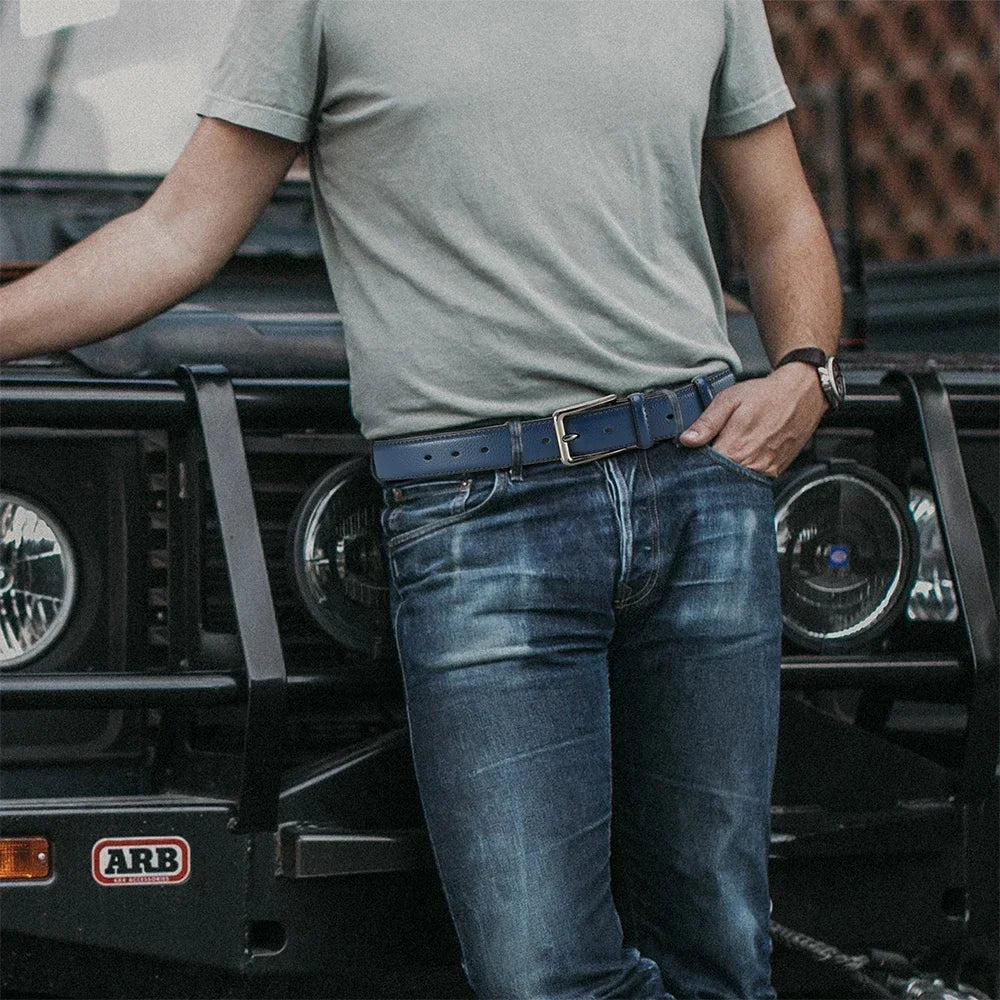 Men's Fashion Metal Alloy Automatic Buckle Adult Leather Brand Jeans Business Belt