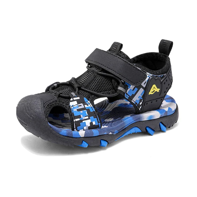 Summer Sport Sandals for Children's 5-16 Years Boys Breathable Anti-Slip Beach Shoes Outdoor Anti-Bump Closed Toe Sandails