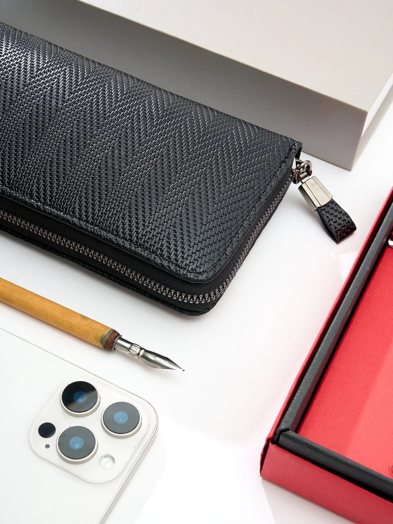 Fashion Retro Simple Long Wallet Business Office Commute Large Capacity Multi-Card Slot Portable Long Zipper Wallet Phone Wallet