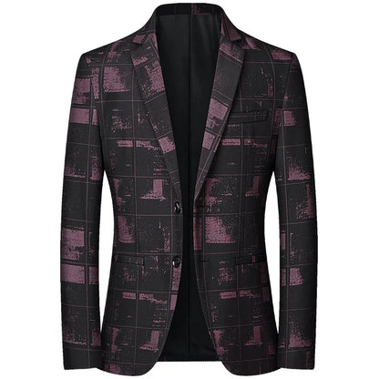 Fashion Print Slim Fit Men's Blazers Outerwear Business Casual Suit Jacket For Men Spring Autumn Korean Style Wedding Coats Man