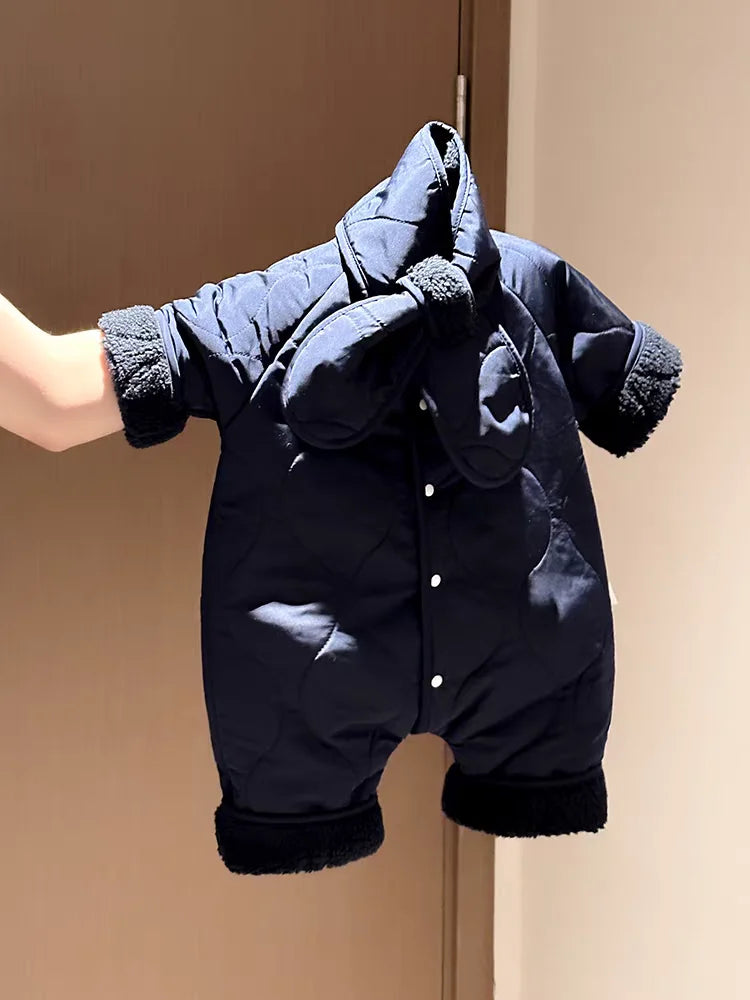 HY22431 Autumn and winter baby retro fashion plush thickened warm crawling suit jumpsuit baby autumn and winter outdoor clothes