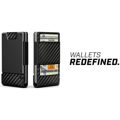 Men's Slim Minimalist Wallet Leather Metal RFID Blocking Front Back Pocket Card Holder