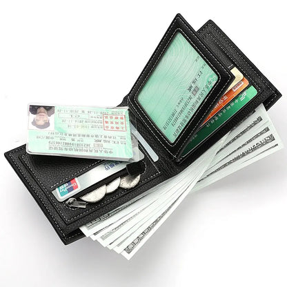 Nouveau Portefeuille Homme Porte-Cartes de Crédit Fermeture Éclair Porte-Monnaie Motif Litchi Haute Qualité Portefeuille Court d'Affaires Pour Hommes