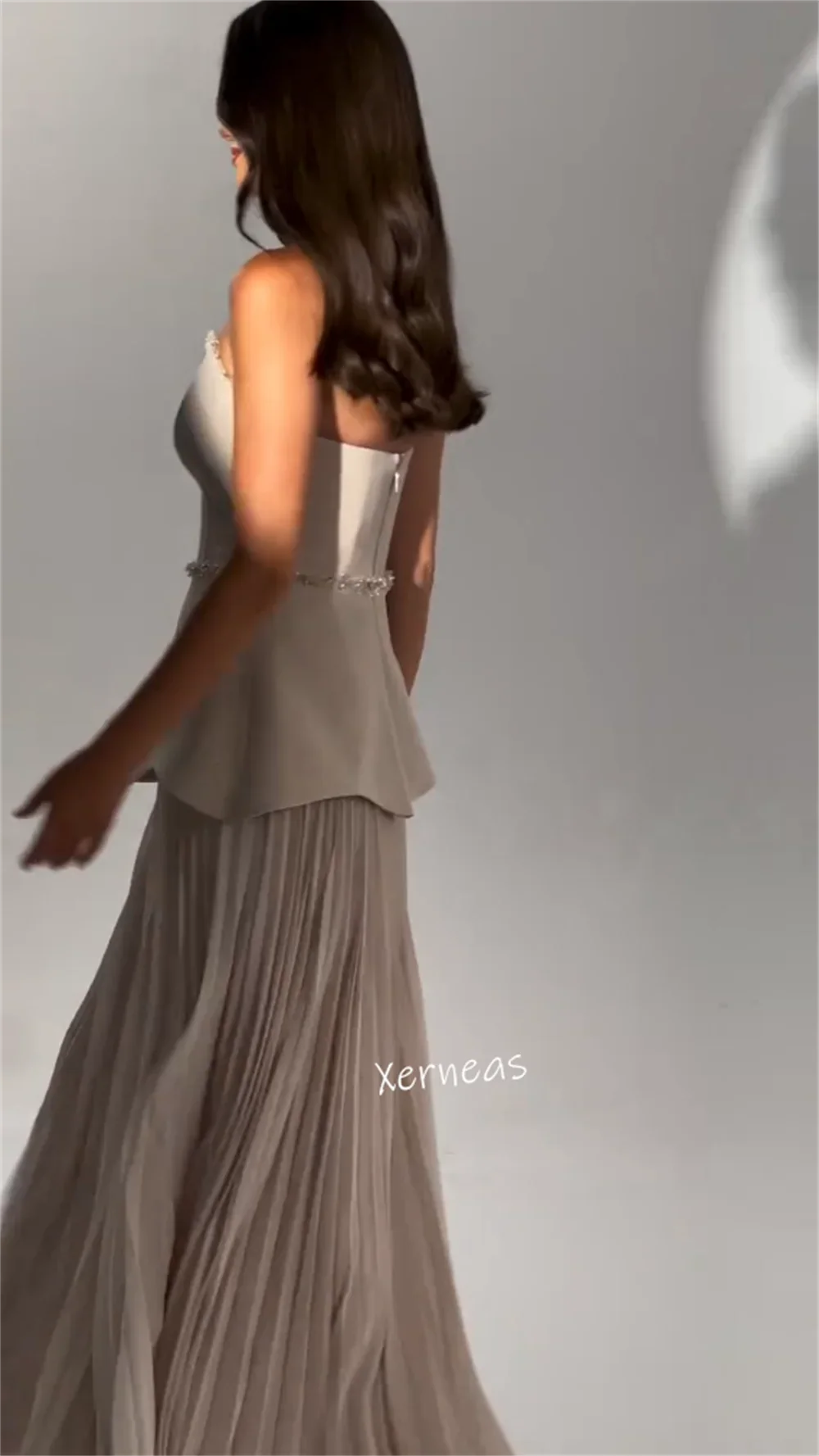 Customized Jersey Sequined Pleat Strapless A-line Long Dresses Bespoke Occasion Zip Prom Party Gown Exquisite Sparkle Evening