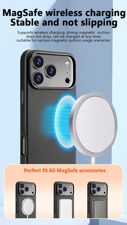 Official Magnetic Leather Case for Apple iPhone 17 Pro Max 16 13 12 14 15 Plus Original MacSafe for MagSafe Cover Accessories