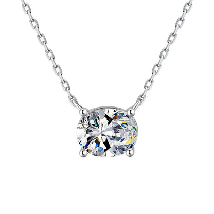 East West Oval Cut Moissanite Pendant Necklace for Women 1/2carat Solitaire Diamond Neck Chain 925 Sterling Silver Fine Jewelry