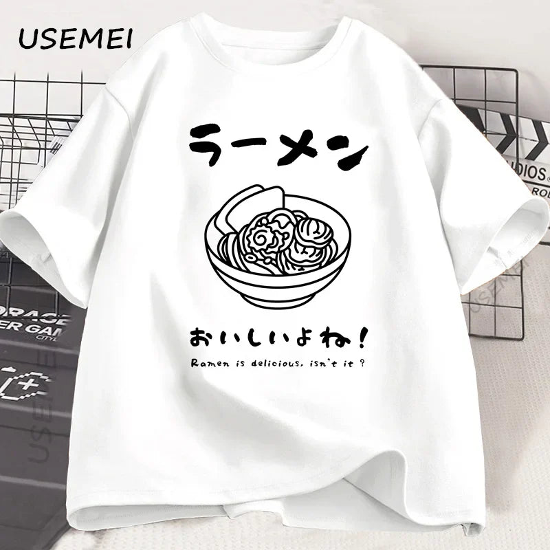 Ramen T Shirt Japanese Tshirt Food Lover Kawaii Japanese Streetwear Foodie Noodle T-shirt Woman Man Cotton Short Sleeve Tees