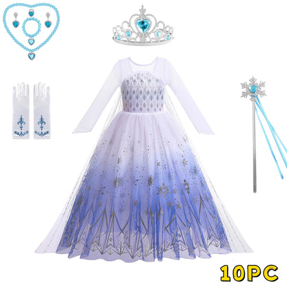 Elsa Anna Kid Princess Girls Dress Rapunzal Kids Cosplay Halloween Vestidos Children Costume Birthday Party Dress