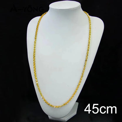 Luxury Arabic Long Necklace 21k Gold Plated 80cm 160cm Italian Vintage Chains Dubai Muslim Women Wedding Party Jewelry Gifts