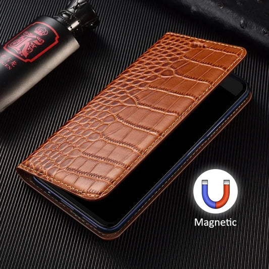 Flip Case For APPLE iPhone 16e 16 15 14 13 12 11 Pro Max Plus Mini Crocodile Pattern Luxury Cowhide Genuine Leather Wallet Cases