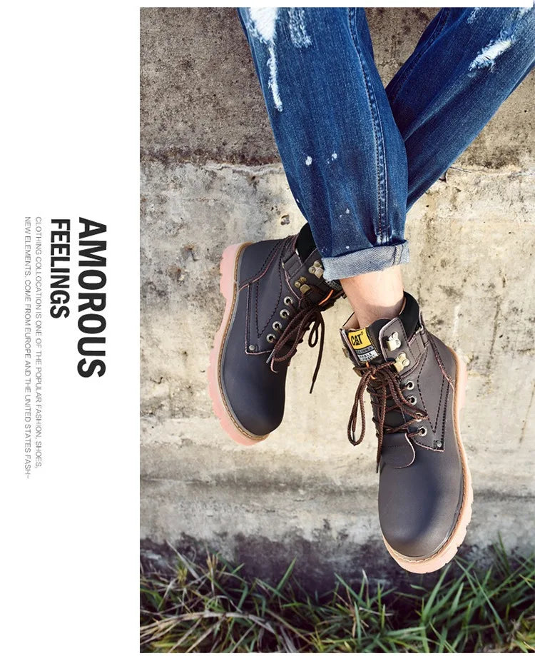 Genuine Leather Mens Women Winter Ankle Military Treking Snow Yellow Tactical Boots Outdoor for Men Work Shoes Sneakers
