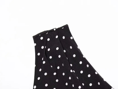 Women One Shoulder Sleeveless Polka Dot Mini Dress Ruched Waist Ruffle Hem Elegant Casual Party Short Dress Spring Summer