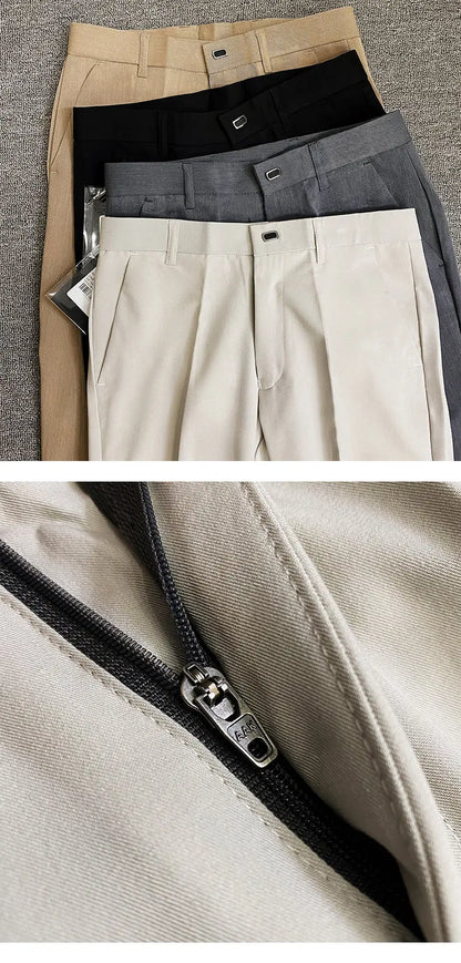 Men Suit Pants Formal Trousers Pantalone Hombre Stretch Slim Solid Color Casual Dress Full Length Pants Fashion New Men Clothing