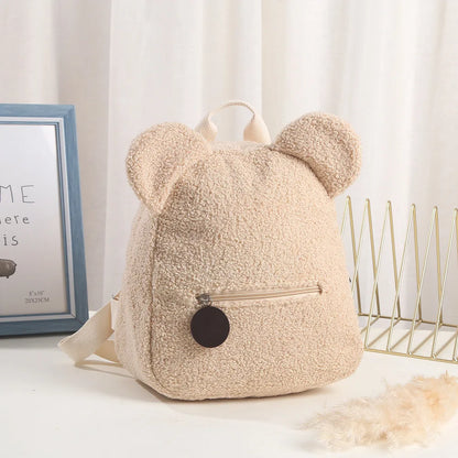 Cute Bear Plush Backpack Embroidered Name Autumn Winter Kids Outdoor Shoulder Bags Custom Personalized Children's Gift Bags