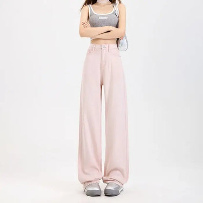 Woman Jeans 100% Lyocell Breathable Denim Wide Leg Towel Sweep drape loose 2025 Summer ice silk Baggy Famale Denim Pants 5 Color