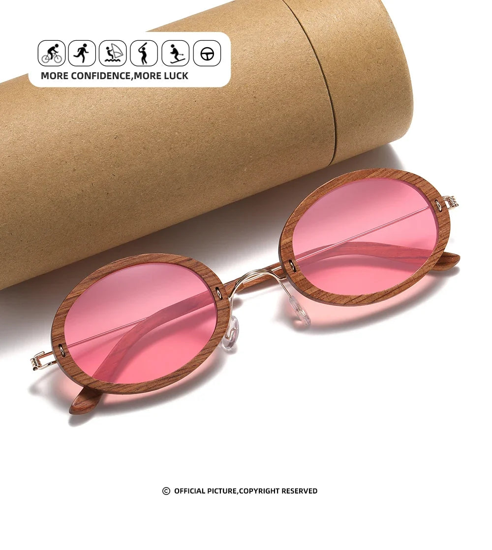 Wooden Aduit Sunglasses Brazilian rosewood Handmade Polarized Glasses Mirror Coating Lenses Eyewear With Gift Box 2103