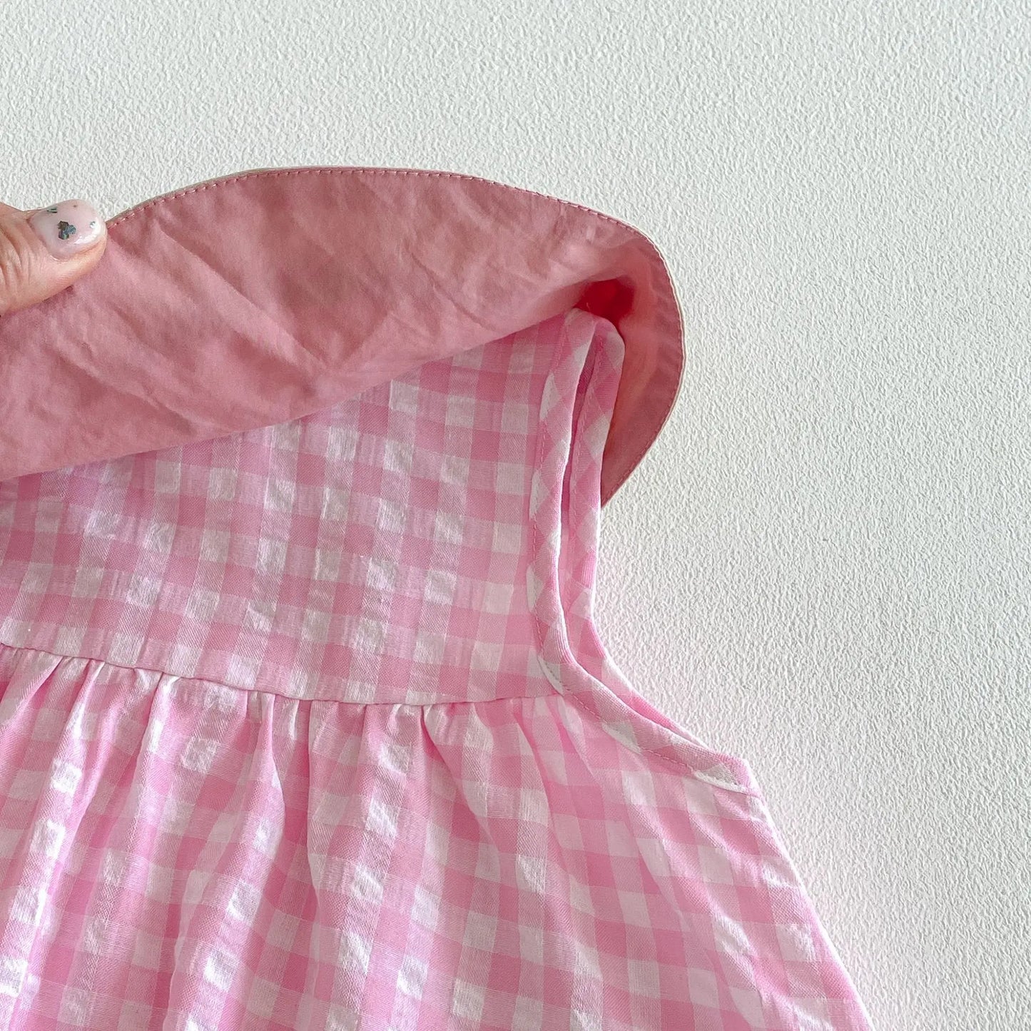2026 New Summer Sweet Style Kids Dress Pink Watermelon Plaid Dress for Girls Sleeveless Lightweight Children Clothes
