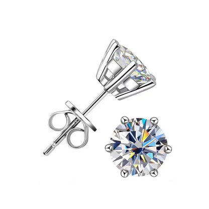 Real 0.5ct/1ct/2ct D Color Moissanite 925 Sterling Silver Gold Plated Stud Earrings For Women Wedding Fine Jewelry Gift