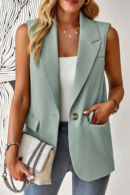 Blazer Women Clothing Coat Vest Solid Single-breasted Casual Elegant Fashion Sleeveless Solid Street Jacket Clothing New