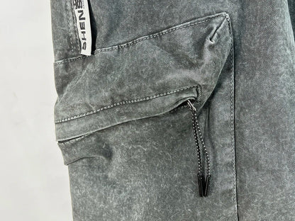 High Quality Snow Wash Distressed Cargo Pants Men Korean Fashion Plus Size Harem Pants Streetwear Joggers Casual Baggy Trousers