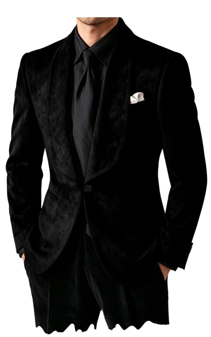 Men Suede Shawl Lapel Tuxedo Blazer Slim Fit One Button Formal Suit Jacket For Wedding Party Dinner Occasions