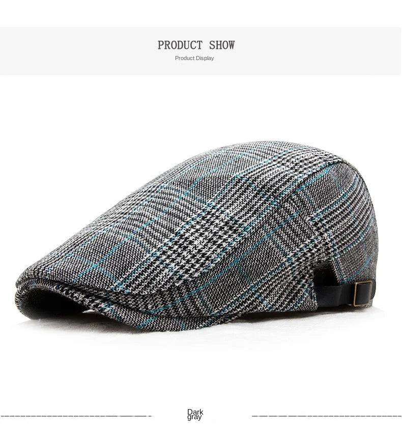 Men's Women's Beret Herringbone Flat Ivy Newsboy Hat Wool Blend Gatsby Cabbie Adjustable Cap