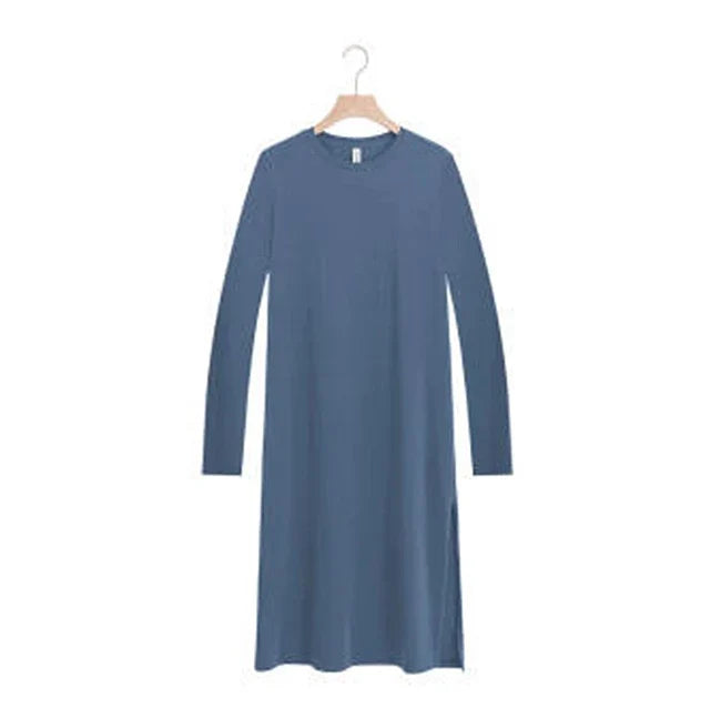 Original Casual 94% Cotton Summer Women's Dresses Solid Short Sleeve Spilt Long Midi Dress Fashion Sundress Female Clothing