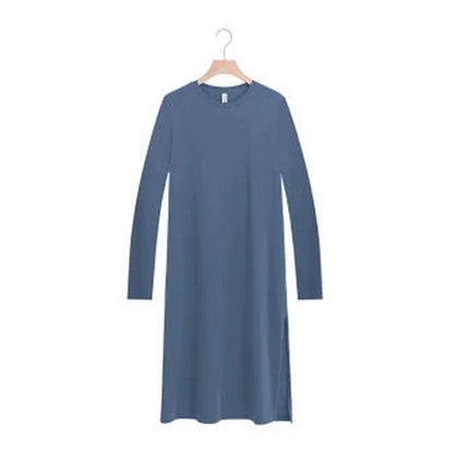 Original Casual 94% Cotton Summer Women's Dresses Solid Short Sleeve Spilt Long Midi Dress Fashion Sundress Female Clothing