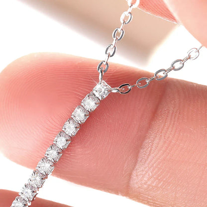 2mm Moissanite Necklaces for Women Long Bar Line Pendant Drop Y Chain Dainty Jewelry GRA s925 Sterling Silver Necklace