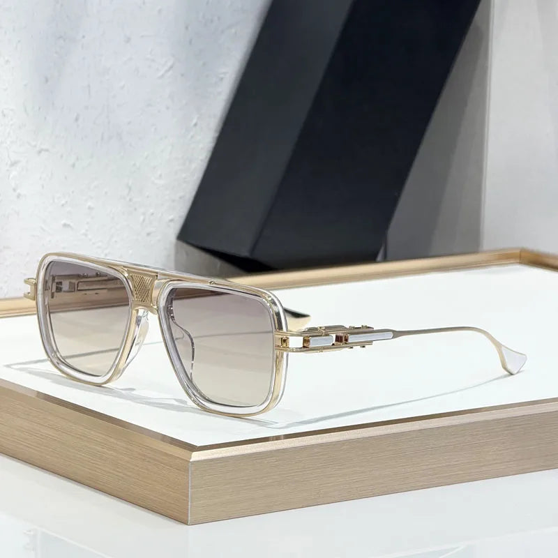 460 Square Alloy High Quality Sunglasses GRAND-DECADE TWO for Men Women Luxury Fashion Brand Design UV400 Eyeglasses with Case