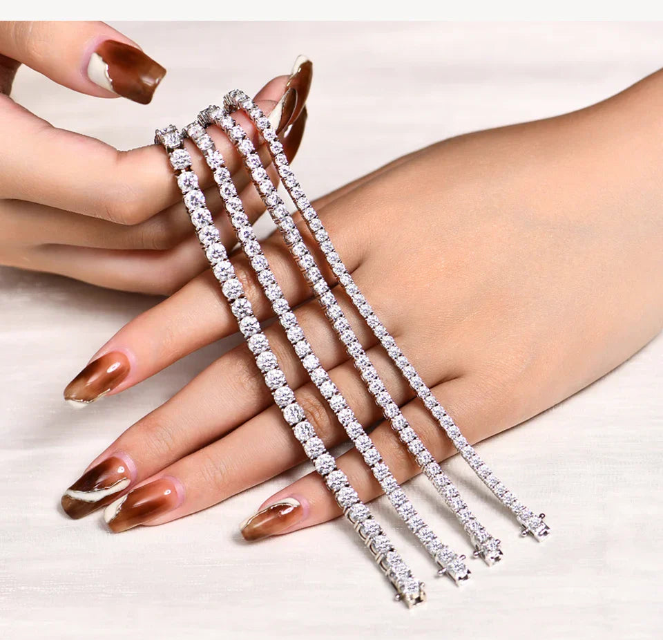 D Color Round Cut 5.0 4.0mm Moissanite Tennis Bracelet for Women Man Real 925 Sterling Silver Pass Diamond Tester Gift