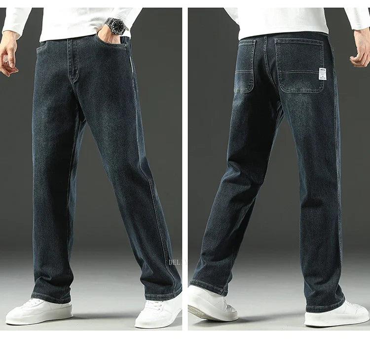 2026 New Y2K  Autumn and Winter Baggy  Jeans Men's  Loose Straight Wide-leg Business Trousers Mens Clothing