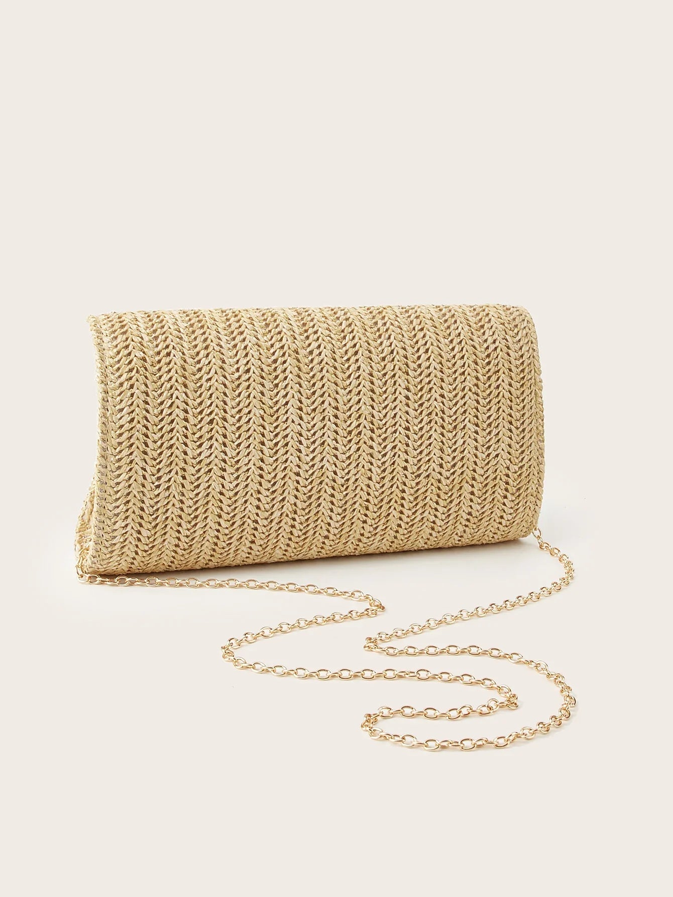 Women's Woven Clutch Bag, Beige, Solid Color, Summer, Holiday, Beach, Vacation Essential, Vacation Season, Versatile Business Commuter Women's Crossbody Bag, Casual, Simple, Beach