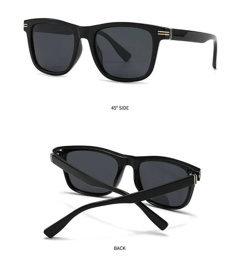 Trending Square Men Punk Rivets Sunglasses Retro Dark Green Eyewear Women Shades UV400 Polarized Sun Glasses