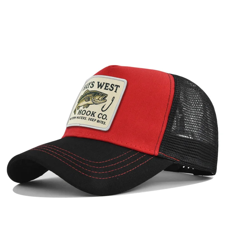 High Quality Fishing Embroidery Baseball Cap for Men Women Outdoor Fishing Snapback Mesh Hat Breathable Sunshade Dad Trucker Hat