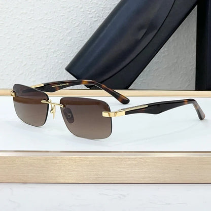 Luxury THE ARTIST I Rimless Sunglasses Alloy Acetate Designer Brand Fashion Design Irregular Square UV400 High Quality Men Women