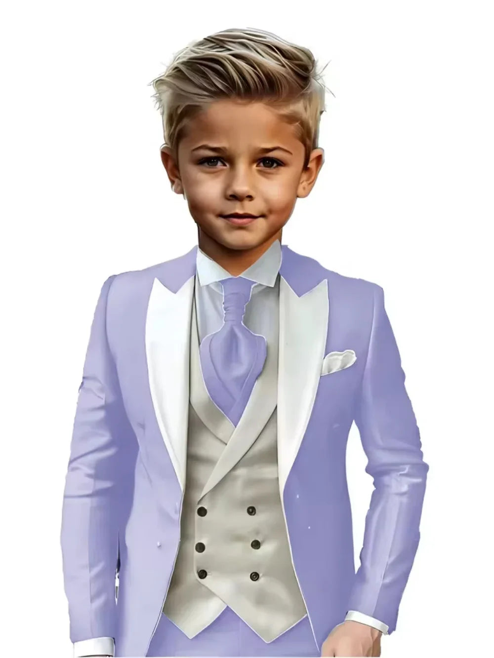 Handsome Kids Suit Set 3 Pieces Banquet Party Wear High Quality Boys Peak Lapel Suit Wedding Ring Bearer Outfit Plus Size Tuxed