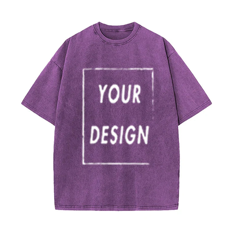 Men's and Women's Cotton Washed T-Shirt Custom Printed T-Shirt 230G Top DIY Your Favorite Pattern or Logo Fashionable Custom Top