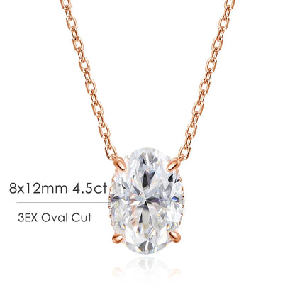 1-4.5ct Oval Cut Moissanite Necklaces for Women Daily Jewelry Solid 925 Silver Chain Wrap Diamond Pendant Birthday Gift