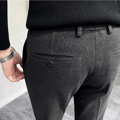 2023 Autumn Winter Thickened Starry Sky Woolen Suit Pant High Quality Men Business Slim Dress Pants Men  Social Casual Pants